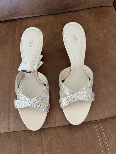 Zara shiny heeled mule sandals - shiny,