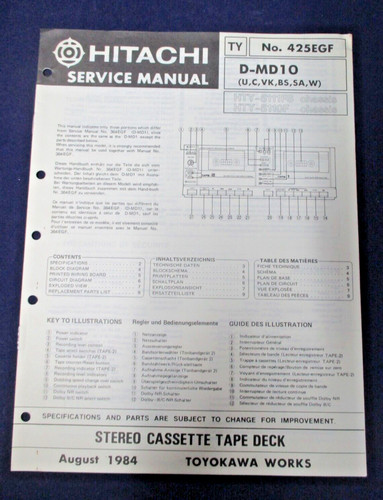 Hitachi md10d stereo - hitachi, d-md10d