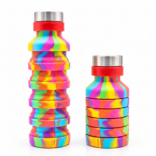 Foldable silicon water bottle - silicon,