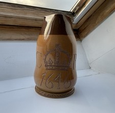 Antique Doulton Lambeth Stoneware Blackjack Leather Jug 19cm King Charles 1