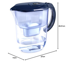 Alkaline Water Purifier Filter Jug 2.6L Midnight Blue BPA Free Fast Filter