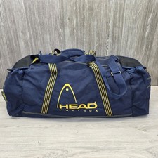 HEAD Antigua Large Holdall Travel Gym Bag Blue Yellow Logo Zipped Straps Rare 