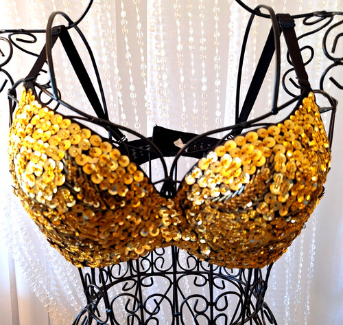 Gold sequin bra padded - gold,
