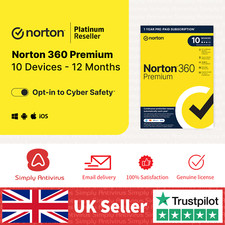 Norton 360 Premium Antivirus 2025 VPN  10 Device 1 Year - 5 Minute Delivery