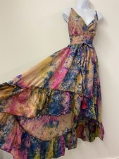 Vintage Dress Silk Indian Festival One Size Fairy Tie Dye Boho Folk Maxi Gypsy