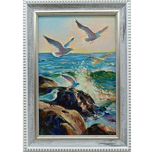 Seagulls original oil painting - seagulls,