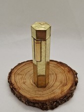 Unique Gold Hexagon Petrol Side Roller Cigarette Lighter Good Working Order