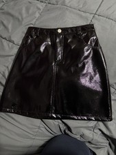 Mini Black Skirt Girls Shiny PVC