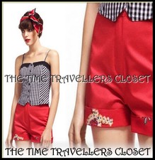 Amy Winehouse Original Fred Perry Coral Hot Pants Hawaiian Shorts Turn-ups UK 10