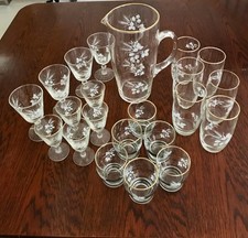 22 Piece Mid Century Drinks Glasses  - Assorted Collection of Matching Items
