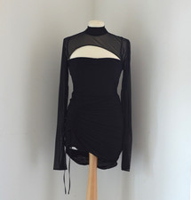 HOUSE OF CB CECILIA Black Corset Mini Dress M PLUS 10/12 4054