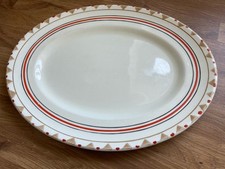Deco MYOTT SON CO Oval Platter Dish Server Queen 1315F Red Brown Hand Painted