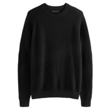 Mens N@@t Black Crew Neck Textured Knitted Jumper Sizes XS - 2XL
