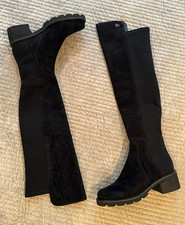Stuart Weitzman SW 50/50 Alina City Boots Over-The-Knee  Black Suede Size 6 NEW