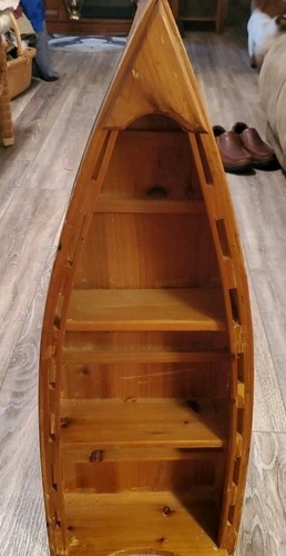 Wooden boat curio shelf - boat,