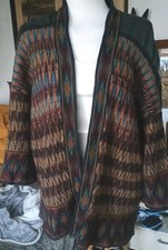 Vtg Peruvian Connection Pima Cotton Alpaca Wool Silk Blend Open Cardigan One Sz