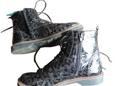 SIZE 6.5 Black patent ankle boots Goth Steampunk