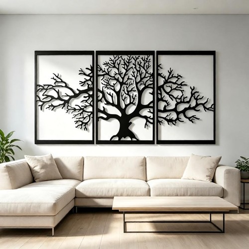 Large black tree life metal - of,