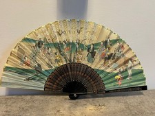 Antique Souvenir Hand Fan, 1900s Japanese Hand Painted 
