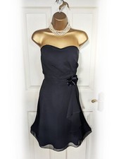 VERA MONT Black Sleeveless Chiffon Cocktail Dress With Rosette, Size 14 - NWOT
