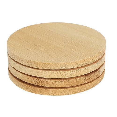 Bamboo round coasters set - round,