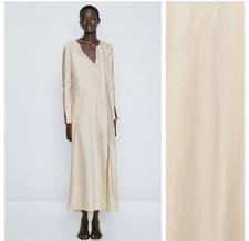 Massimo Dutti long dress women's XS gold satin maxi asymmetric cut out new $229