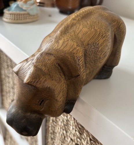 Vintage carved wood - vintage, hippo