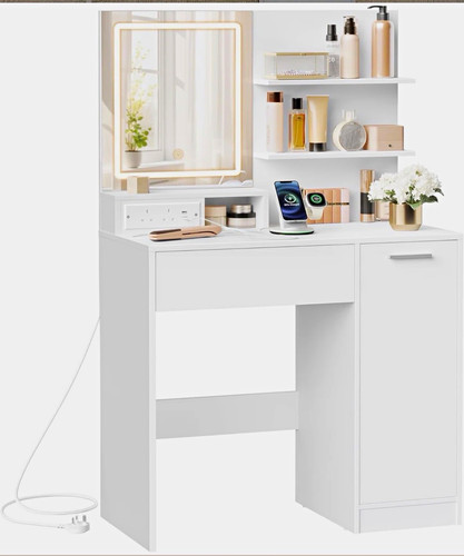 White vanity table - vanity, with