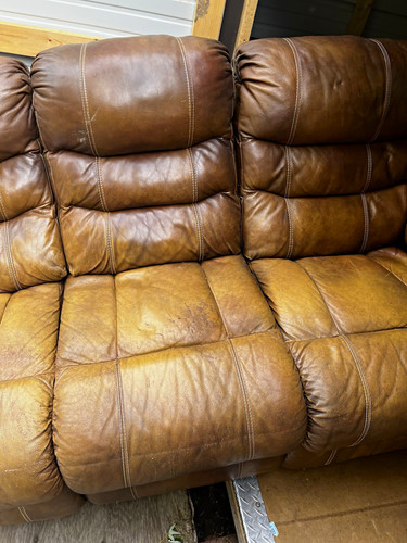 Brown leather sofa seater - brown, 3-seater