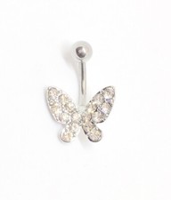 Big Butterfly Gemstone Diamante Belly Bar Navel Bar Belly Ring Body Jewellery