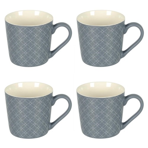 Grey stoneware coffee mugs set - grey,