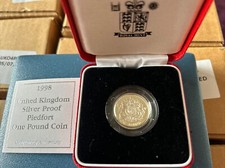 1998 Royal Mint Piedfort £1 One Pound Silver Proof Coin with COA (PF1)