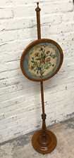 Antique Edwardian Satinwood Pole Screen With Woolwork Banner (Can Deliver)