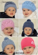 Sirdar Snuggly DK Knitting Pattern - 1711 Baby/Kids Hats