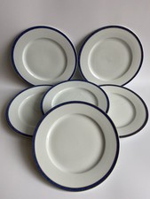 ROSENTHAL Classic Rose Porcelain Set of 6 Blue Gold Trim Dinner Plates 10”D NEW