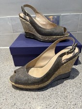 Ladies Stuart Weitzman For Russell & Bromley Bronze Platform Wedges Size Uk 7.5