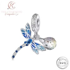Dragonfly Dangle Charm Blue CZ