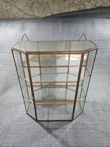Vtg mcm brass glass display - vtg,