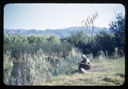 Old man fishing mountain - man,