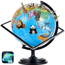 3D AR Large World Globe on Stand 32cm W/USB LED Night Light 360° Illuminated UK