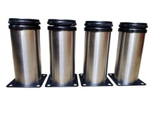 4x Drenky Adjustable Furniture Legs 120mm(0-15mm)-Brushed Stainless Steel w/Scre