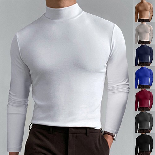 Mens high neck shirt tops - neck, t-shirt