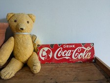Vintage PORCELIAN COCA-COLA ENAMEL SIGN Small Advertising Metal Coke Red Wall 