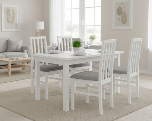 White wooden dining - white,
