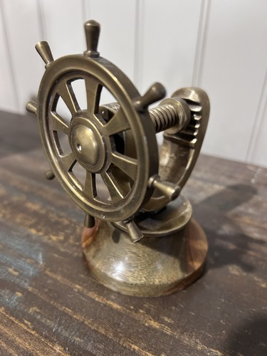 Vintage brass ship wheel - vintage,
