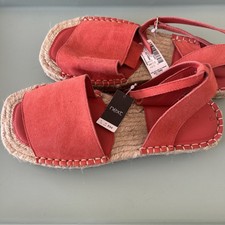 Next Espadrilles Ladies Sandals Orange Leather Size 6 Brand New
