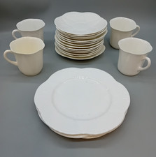 SHELLEY - Lotus Flower Dainty White Bone China - 3 Plates, 13 Saucers & 4 Cups