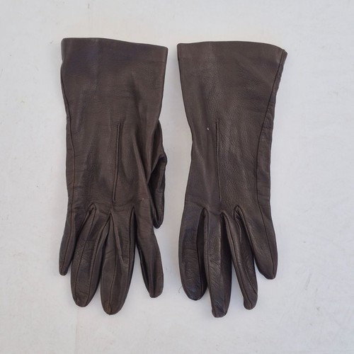 Leather gloves brown womens - 6,