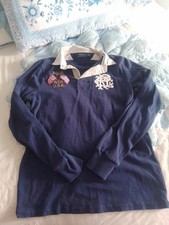Polo Ralph Lauren shirt M long sleeve blue rugger rugby vintage scribble logo 5