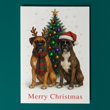 Boxer Dogs Duo Merry Christmas